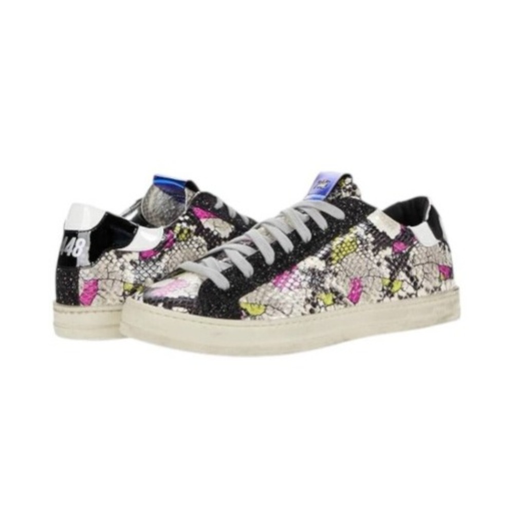 P448 John Sneakers Snakeskin Glitter Made Italy Streetwear Distressed‎ 40 9 / 10